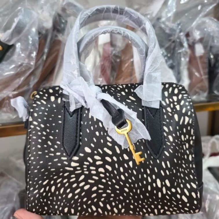 tadFossil Sidney Mini Satchel Black cetah