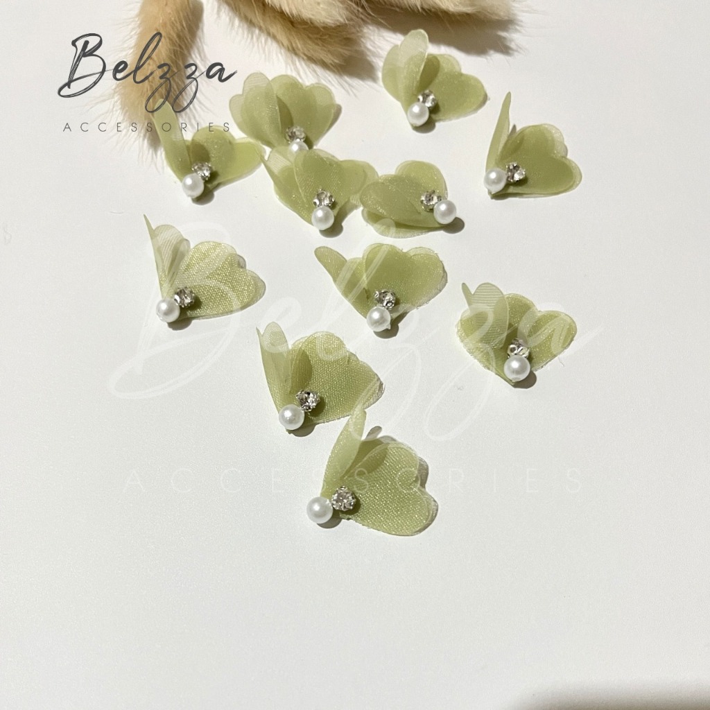 Hiasan Bunga Organza Elegan Multifungsi, Bunga semanggi kecil, kain organza,Bunga Kain Organza Mini 