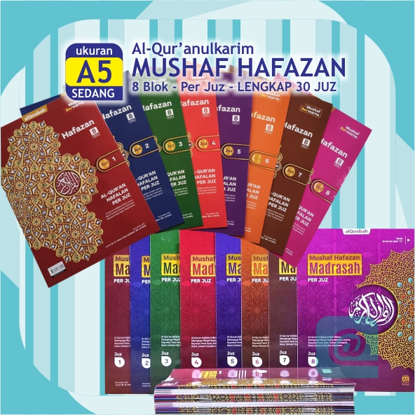 Al Quran Per Juz SEDANG A5 Mushaf 1 Juz 1 Buku Hafazan 8 Blok Terjemahan Hafalan Full Collour Warna.