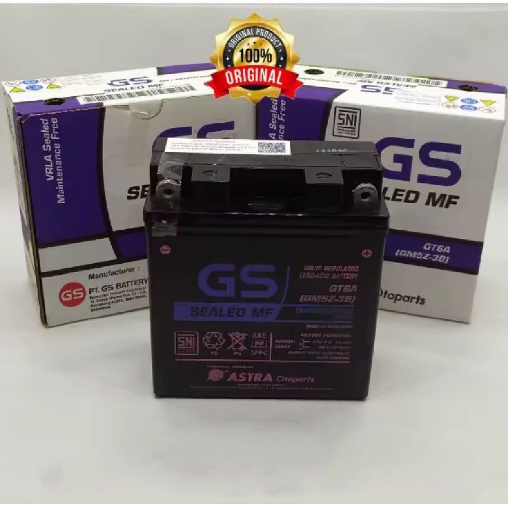 AKI / Baterai Kering Astra GM5Z-3B Merk GS ASTRA. Supra X / Smash / Mio Sporty / Mio Smile / Grand /