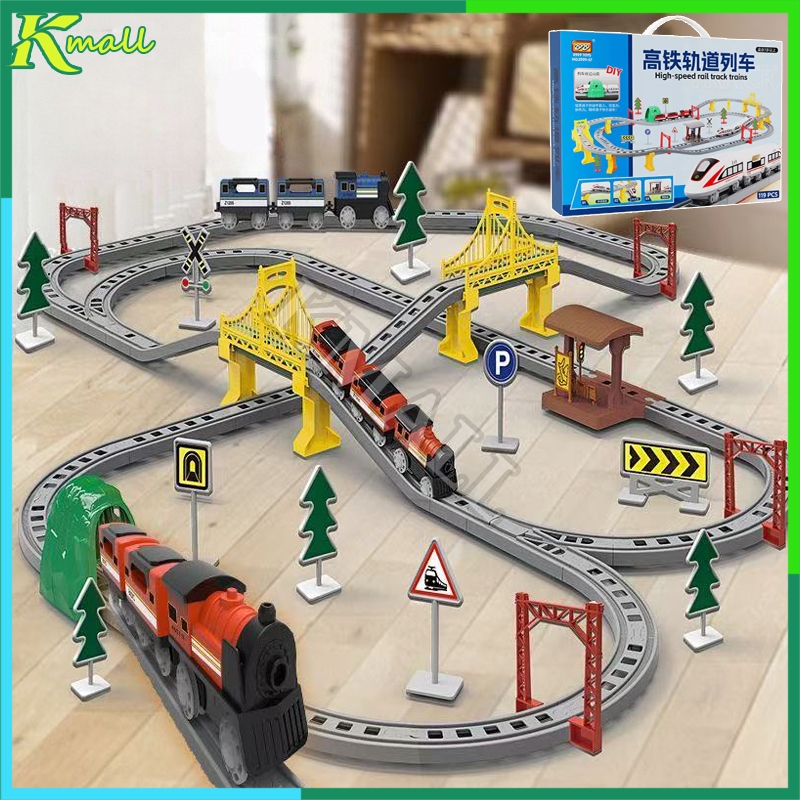 DIY Rel Perakitan Edukatif Toys Set Kereta Api Listrik Besar Mainan Anak Rel Kereta Api Train Kereta