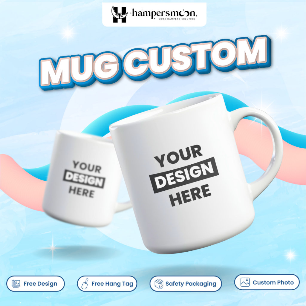Gelas Mug Custom Printing Nama & Foto | Free Design + Soft Box | Harga Grosir | Untuk Hadiah, Souven