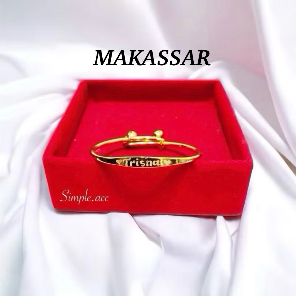 Gelang bayi sepuh emas kerincing ukir nama