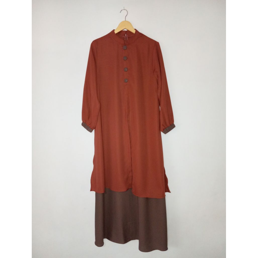 Gamis Yoris Malaysia warna Merah Bata