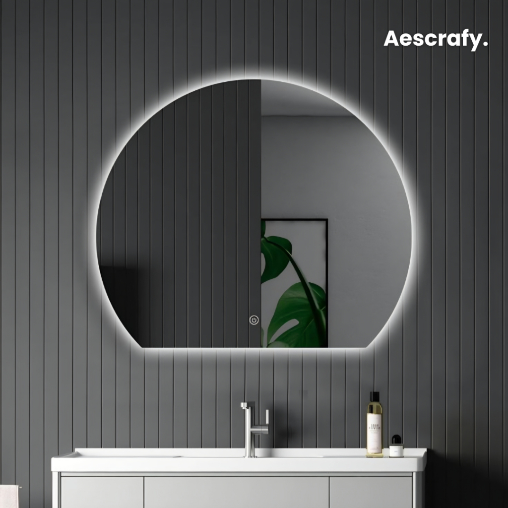 Cermin LED Bulat Cermin LED Bulat Moon Cermin LED Dekorasi Dinding Cermin Bulat Aesthetic Dekorasi R