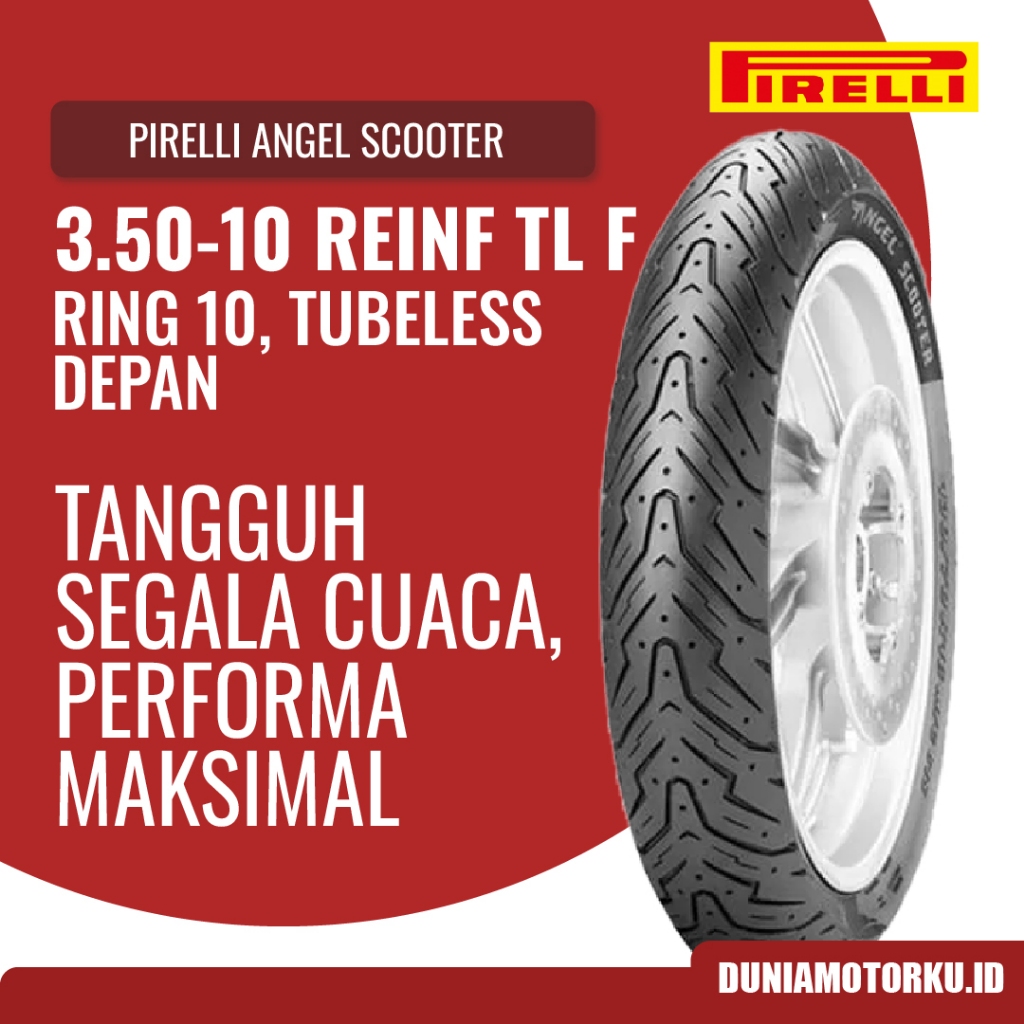 Ban Pirelli 3.50 Ring 10 Tubeless Angel Scooter Ban Motor Matic Ban Depan
