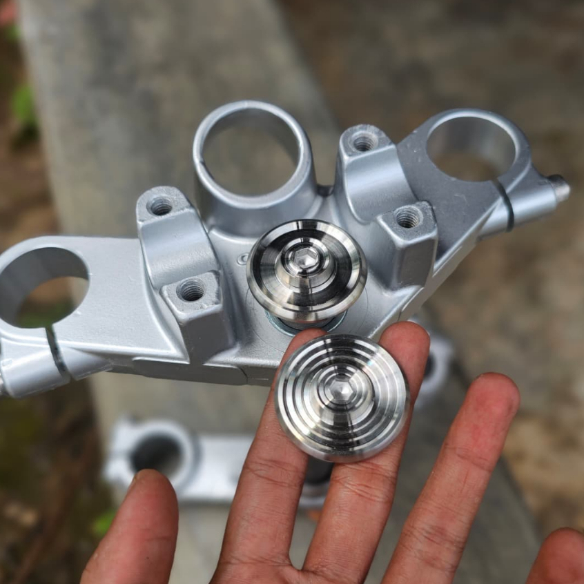 BAUT SET MANISAN TUTUP KOMSTIR SHOCK NINJA GORILLA STAINLESS CUSTOM BUBUT (SLIM SPIRAL)