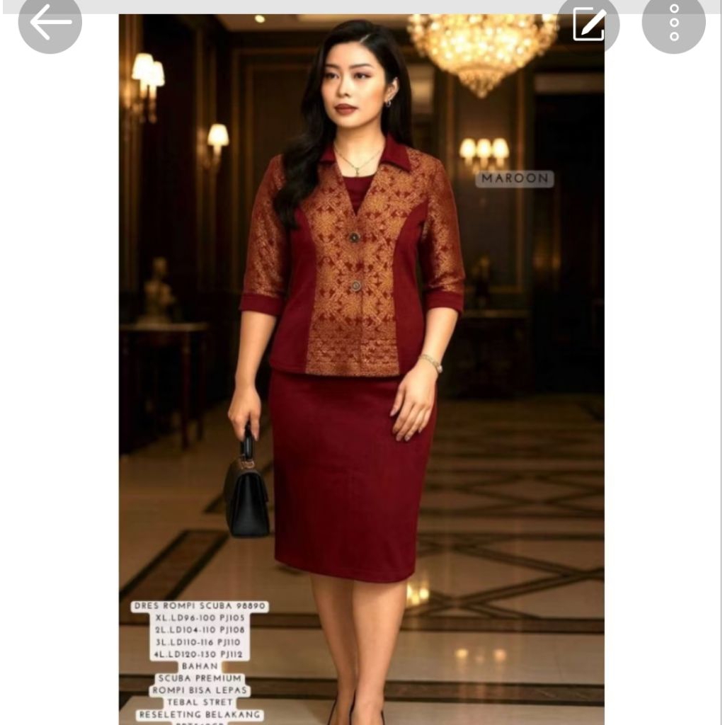 Dress Scuba Premium Bordir Asli+Rompi lepas