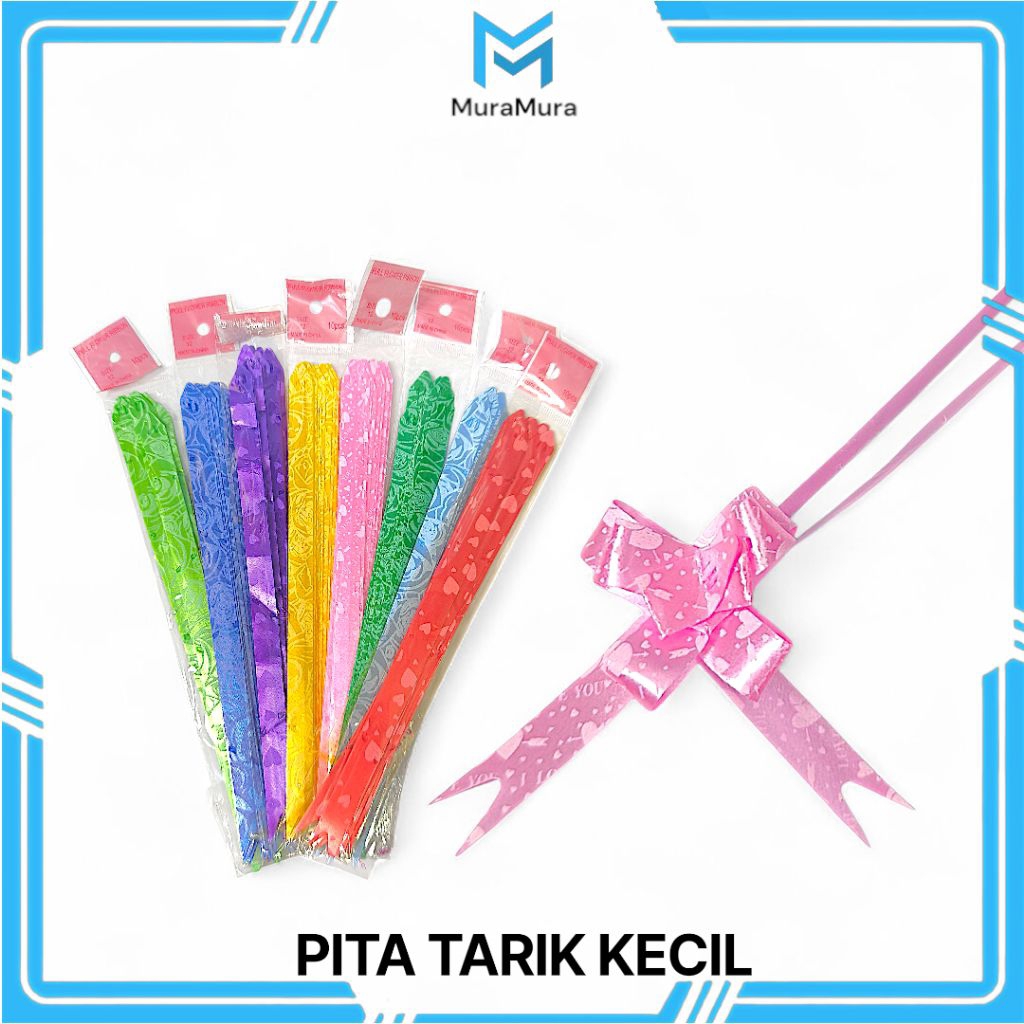 [20 pack] Pita Tarik Kecil Serut Instan Motif Bunga Kado Souvenir Parcel