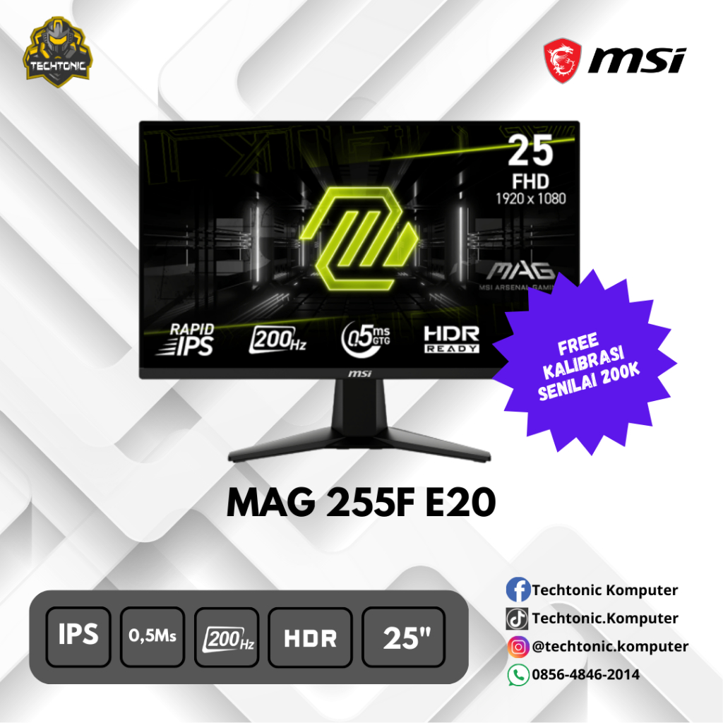MONITOR MSI Gaming Monitor 25" 200Hz HDR Rapid IPS MSI MAG 255F E2 GAMING MONITOR