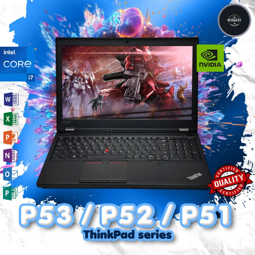 Laptop 15 Inch Lenovo Thinkpad P54 | P53 | P52 | P51 | P50 Intel I7 / I5 / XEON RAM 32GB 512GB NVIDI