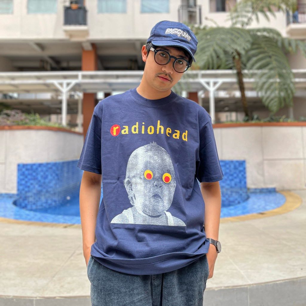 Radiohead - Pablo Honey Tour Tshirt Navy - Kaos Band