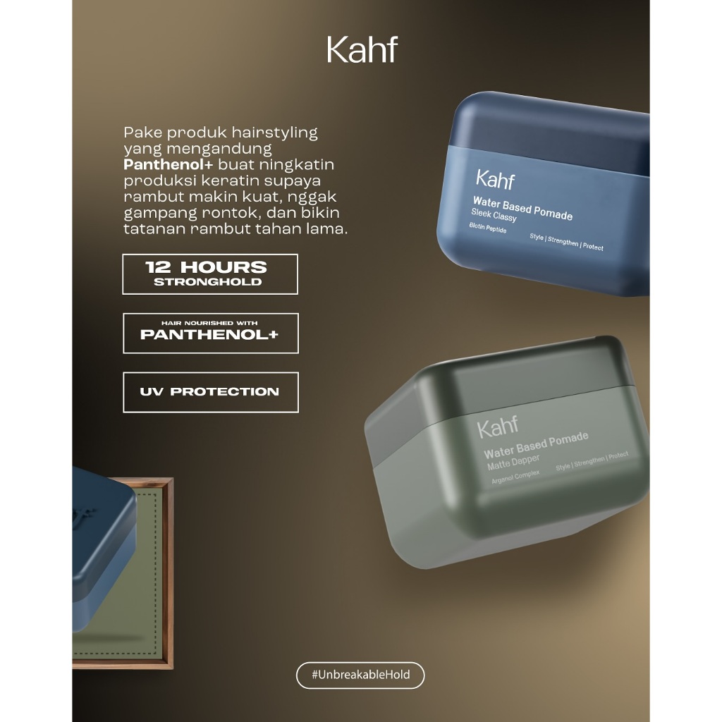KAHF WATER -BASE POMADE 70 G - POMADE RAMBUT PRIA