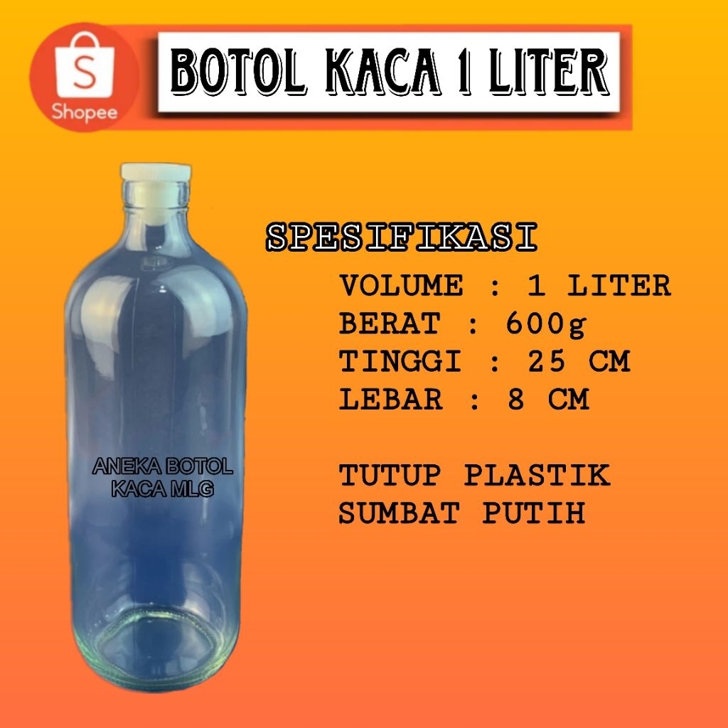 botol kaca 1 liter / botol 1 liter / botol kaca 1000ml