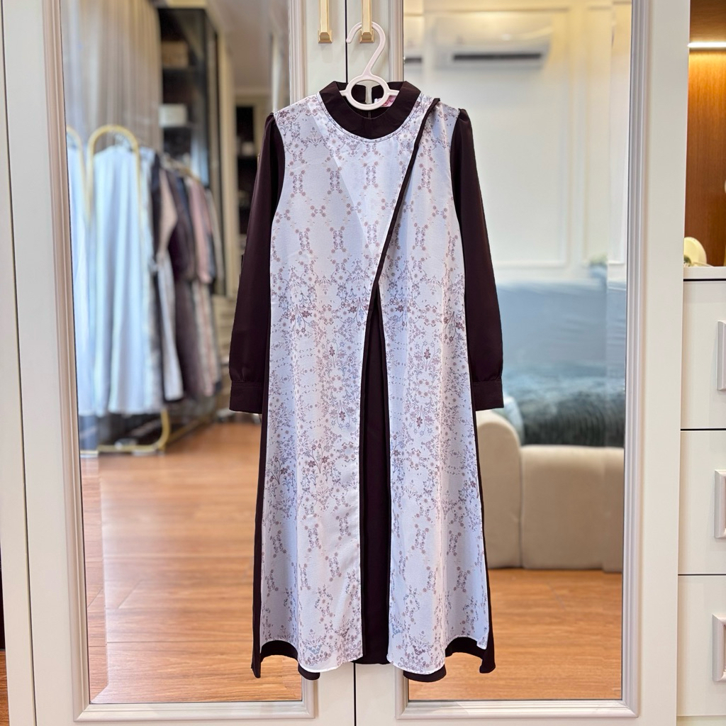 NNfashion Khansa Dress Couple Anak Gamis Muslimah-Mahogany Anak