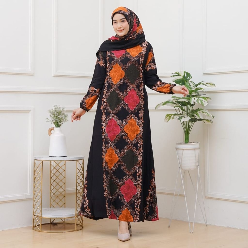 Gamis Emma Set Hijab - Batik Cap Premium Pekalongan