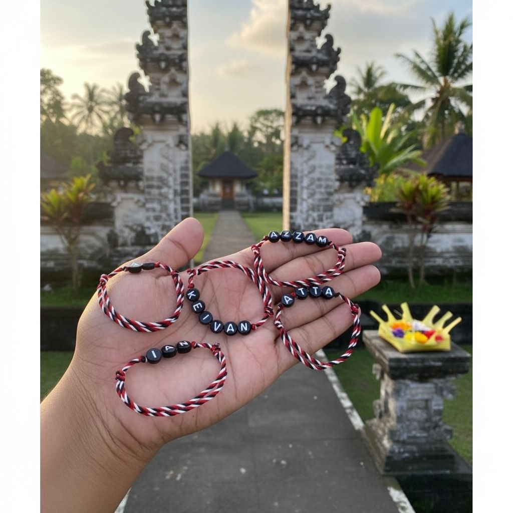Gelang Tridatu Bayi Anak dan Dewasa Inisial Nama Anti Sawan Max 7 Huruf Gelang Tridatu Anak Gelang T