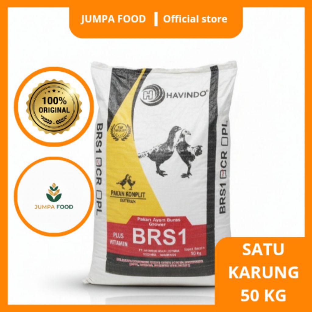 BRS1 HAVINDO 50Kg Pakan Ayam Kampung Buras Grower + Vitamin Asli | Pakan Komplit Ayam Pedaging Petel