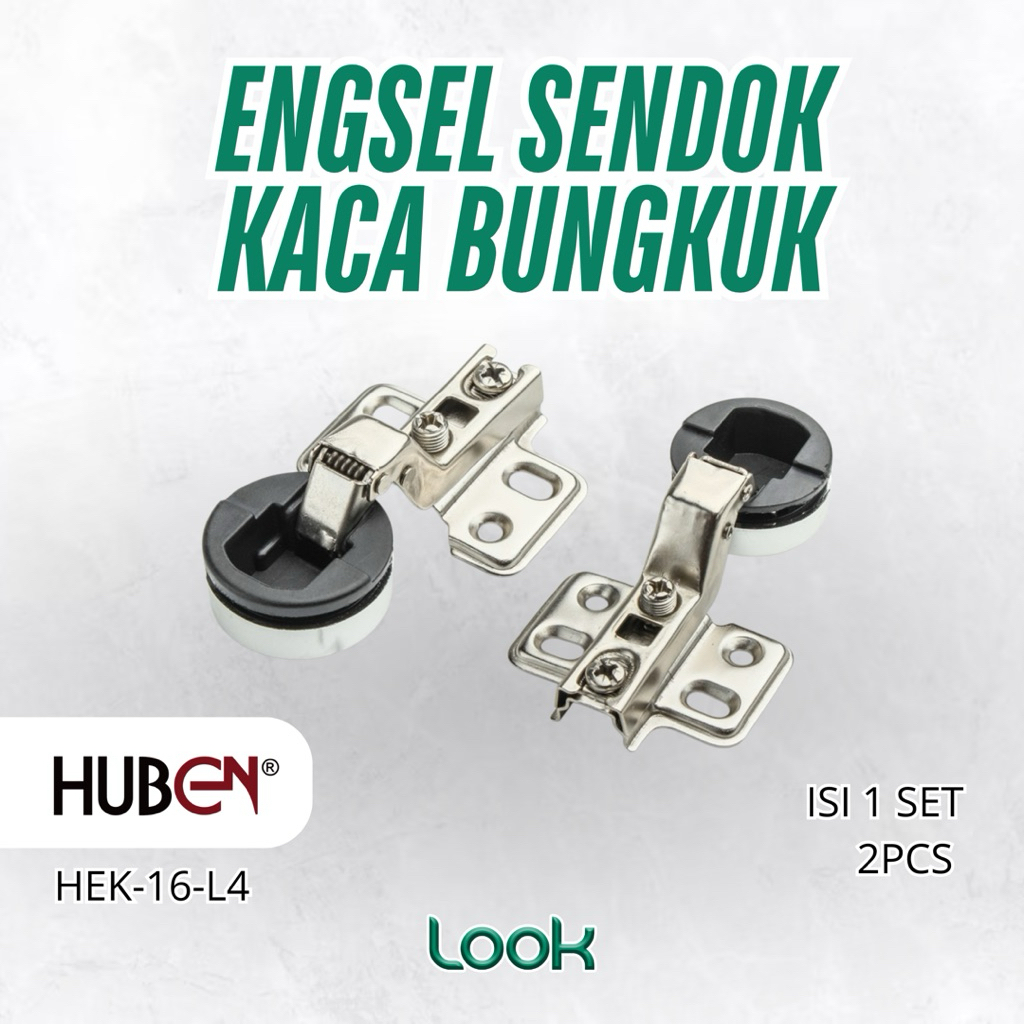 ( 2Pcs ) Engsel Sendok Kaca  Full Bengkok Huben | Engsel Sendok Pintu Lemari Kaca Full Bungkuk (HEK-