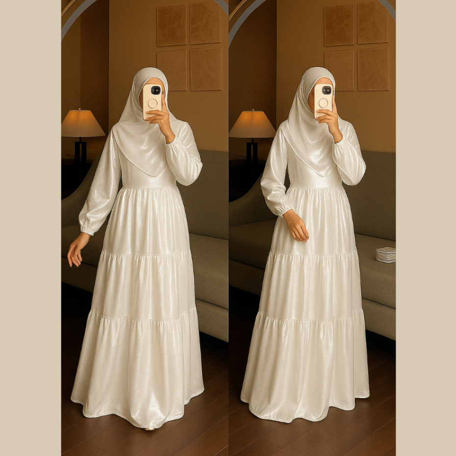 Gamis Ceruty 3 Susun /  Dress Serut Umpak / Dress Wanita / Gamis Polos Ceruty Babydoll Terlaris