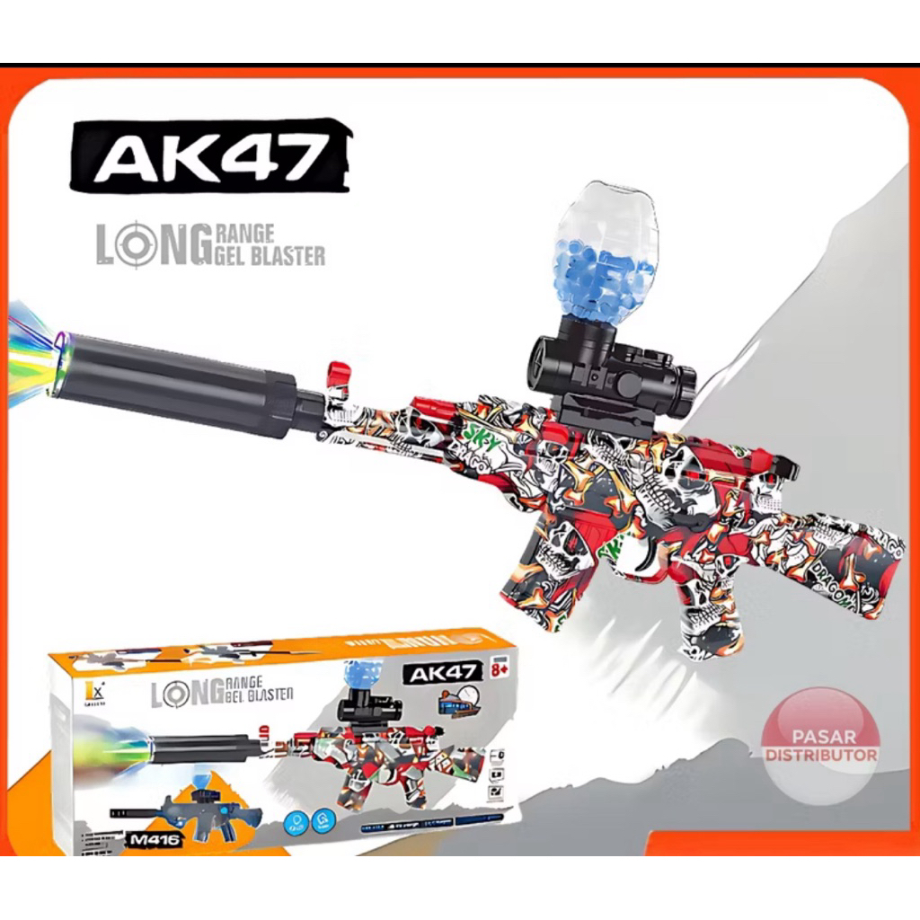 Pasar Distributor D-6653/WH41-2 AK47 GEL BLASTER Mainan Tembakan Water Bubble Elektrik AK47  Lampu