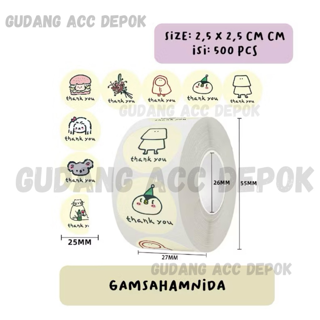 (ISI 500PCS) STICKER THANK YOU ROLL BULAT / STIKER TERIMA KASIH THANKYOU /  STICKER BUAT KEMASAN LAB