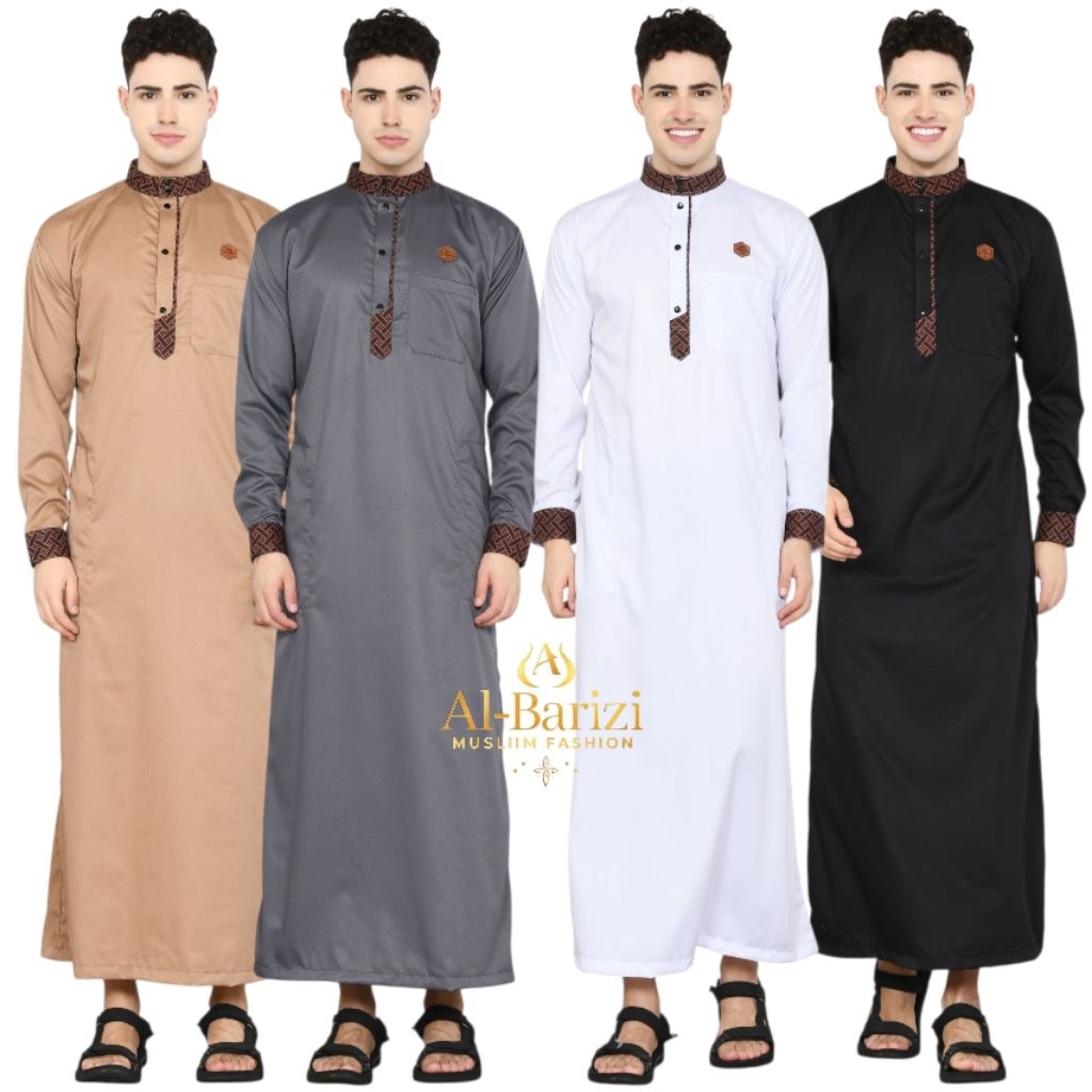 jubah pria/gamis pria ZAVIAN kombinasi batik original albarizi bahan katun besway premium