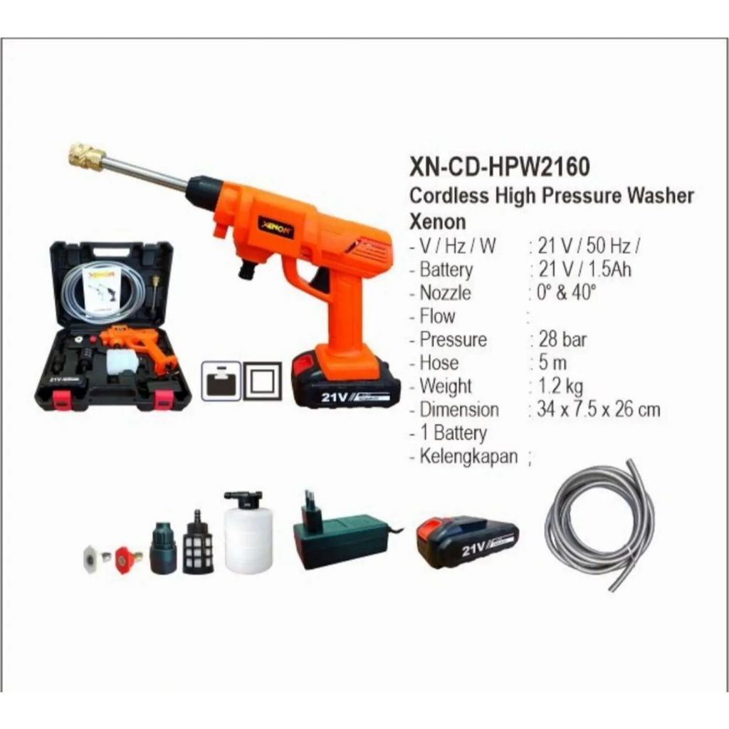XENON HPW2160 Mesin Jet Cleaner / Mesin Cuci Steam Baterai 21 Volt Cordless Original