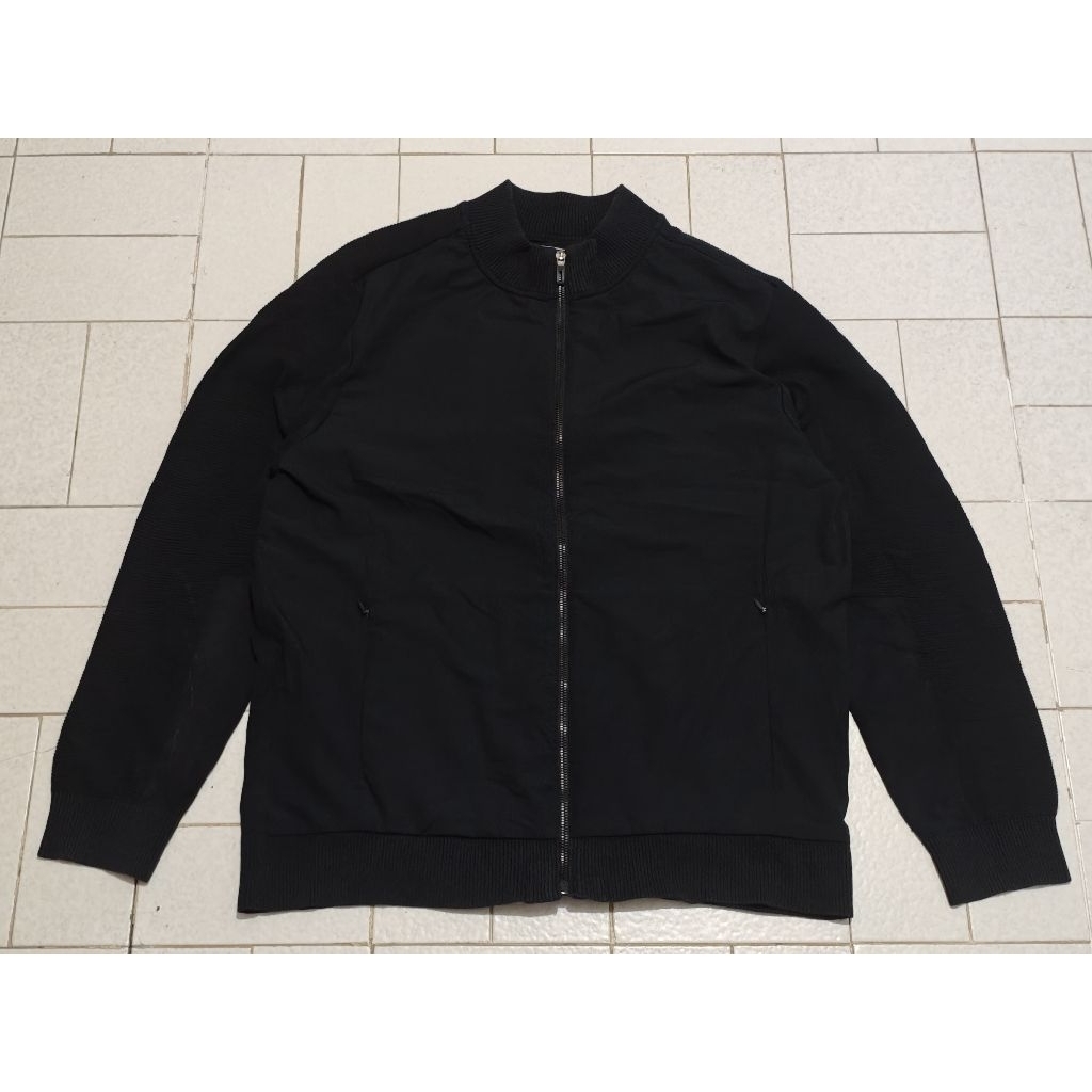 Jaket Casual Bomber Rajut JMB Hitam