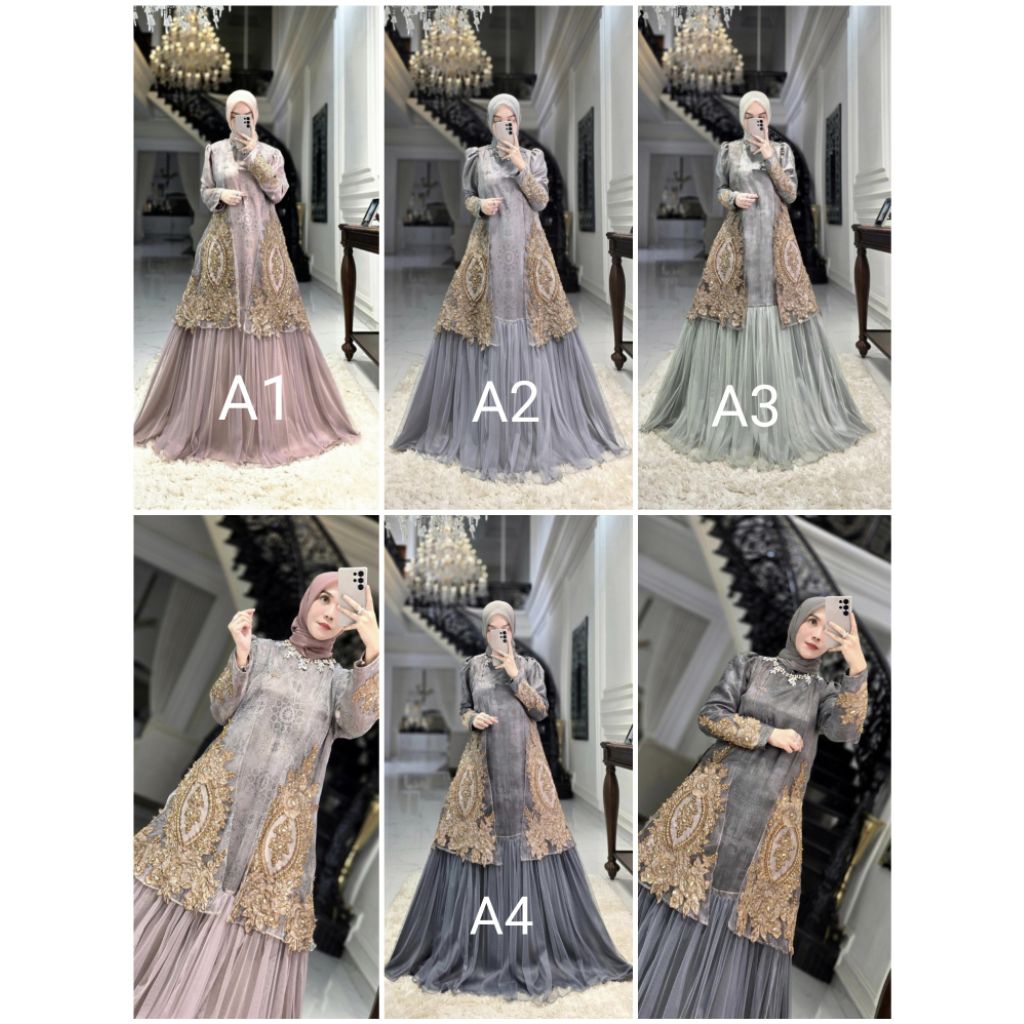 Gamis pesta lebaran brokat premium
