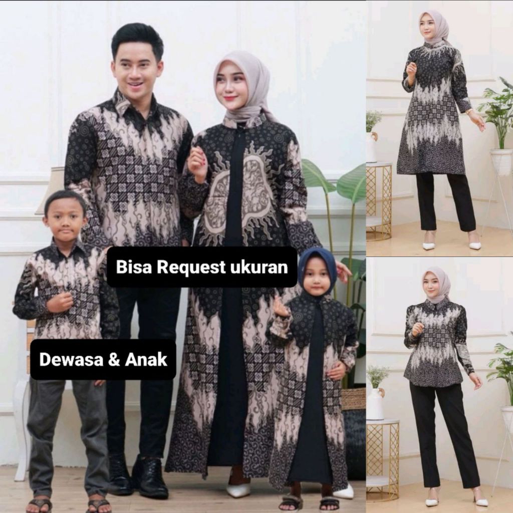 BAJU SERAGAM BATIK COUPLE GAMIS PASANGAN SARIMBIT KELUARGA CUSTOM ANAK BALITA REMAJA CEWEK COWOK / A