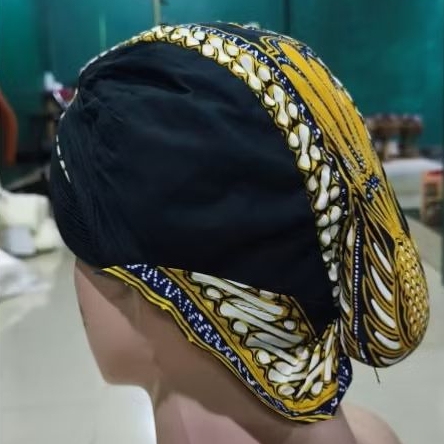 Blangkon Alusan Mataram Jogja cuci lipat full jahitan tanpa kertas motif Garuda kuning, kopyah pria 