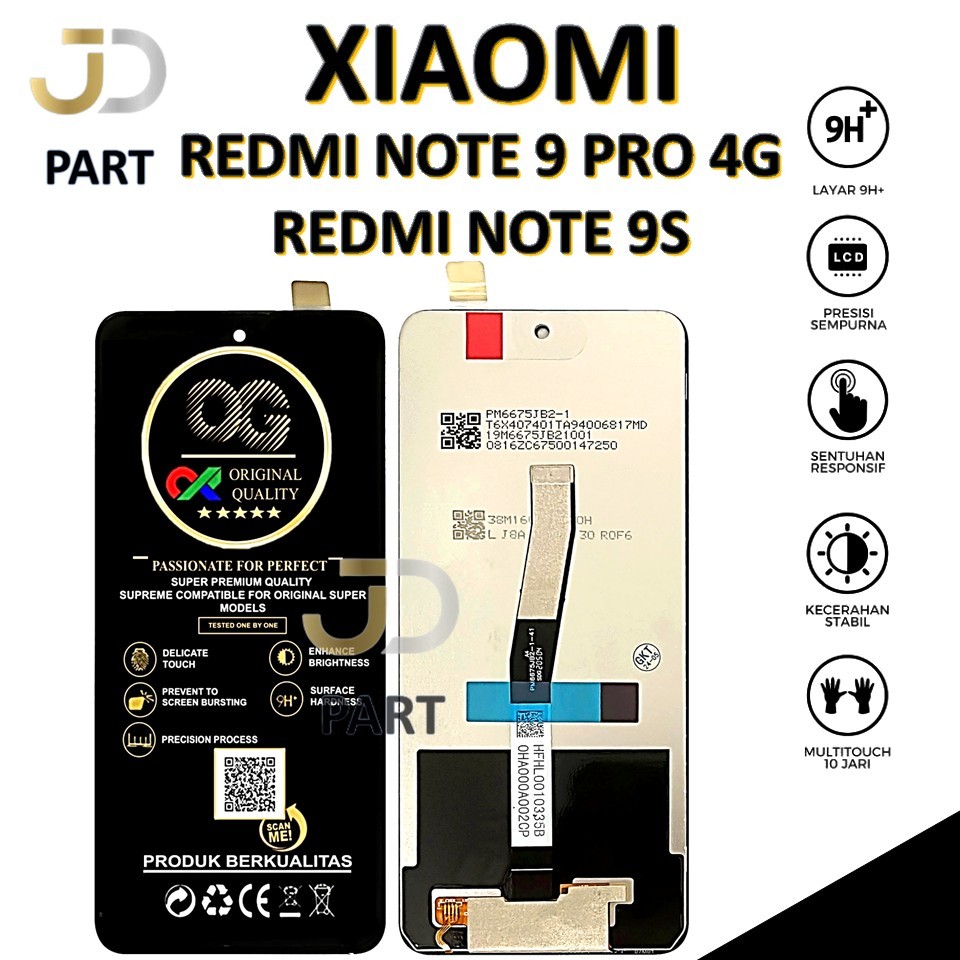 LCD TOUCHSCREEN XIAOMI REDMI NOTE 9 PRO 4G / REDMI NOTE 9S COMPLETE ORIGINAL 100% FULLSET