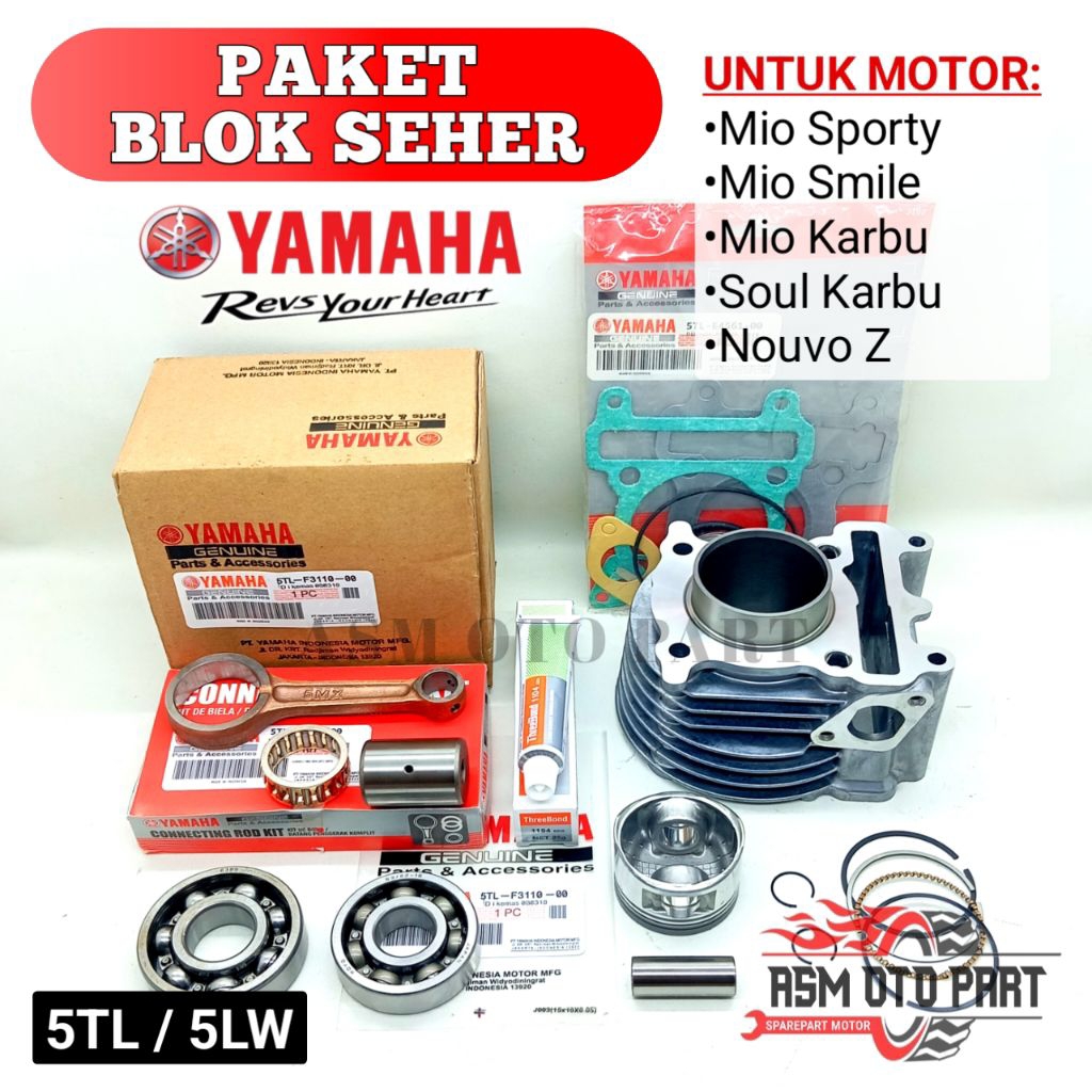 Baru Blok Seher, Stang Seher, Bearing Kruk As Yamaha 5Tl/5Lw Mio Sporty Mio Smile Mio Karbu Soul