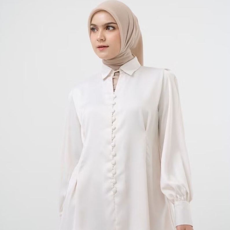 Adeola Scarf - Serein Series - Kemeja Wanita - Ivory