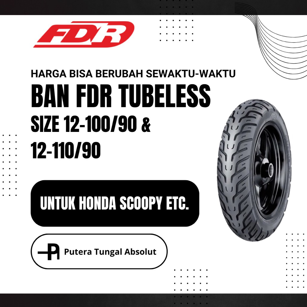 Ban Tubeless FDR Original Ring 12 Untuk Honda Scoopy etc.