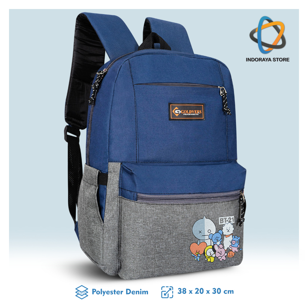 Tas Ransel Anak Perempuan Motif BTS GOLDVERS Denim Premium Sekolah SD SMP SMA Bisa COD