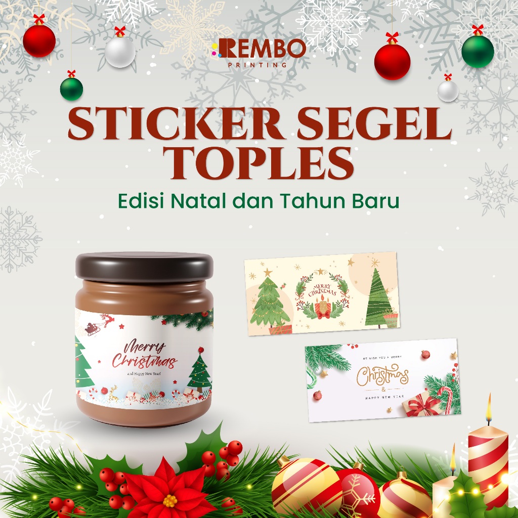 Cetak Stiker Segel Toples Natal / Stiker Segel Toples Keliling / Stiker Segel Toples Hampers Natal