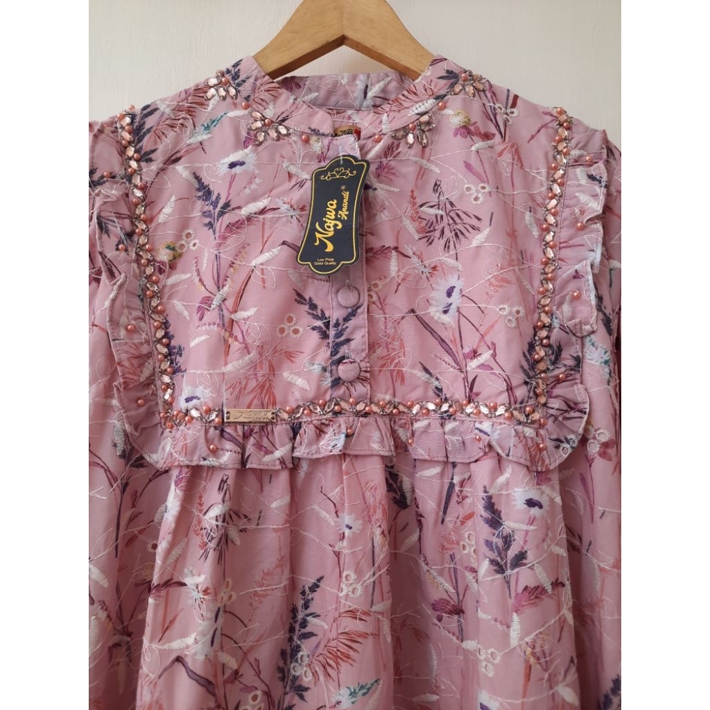 gamis najwa katbol katun bordir bolong najwa ori premium ld 110 ready