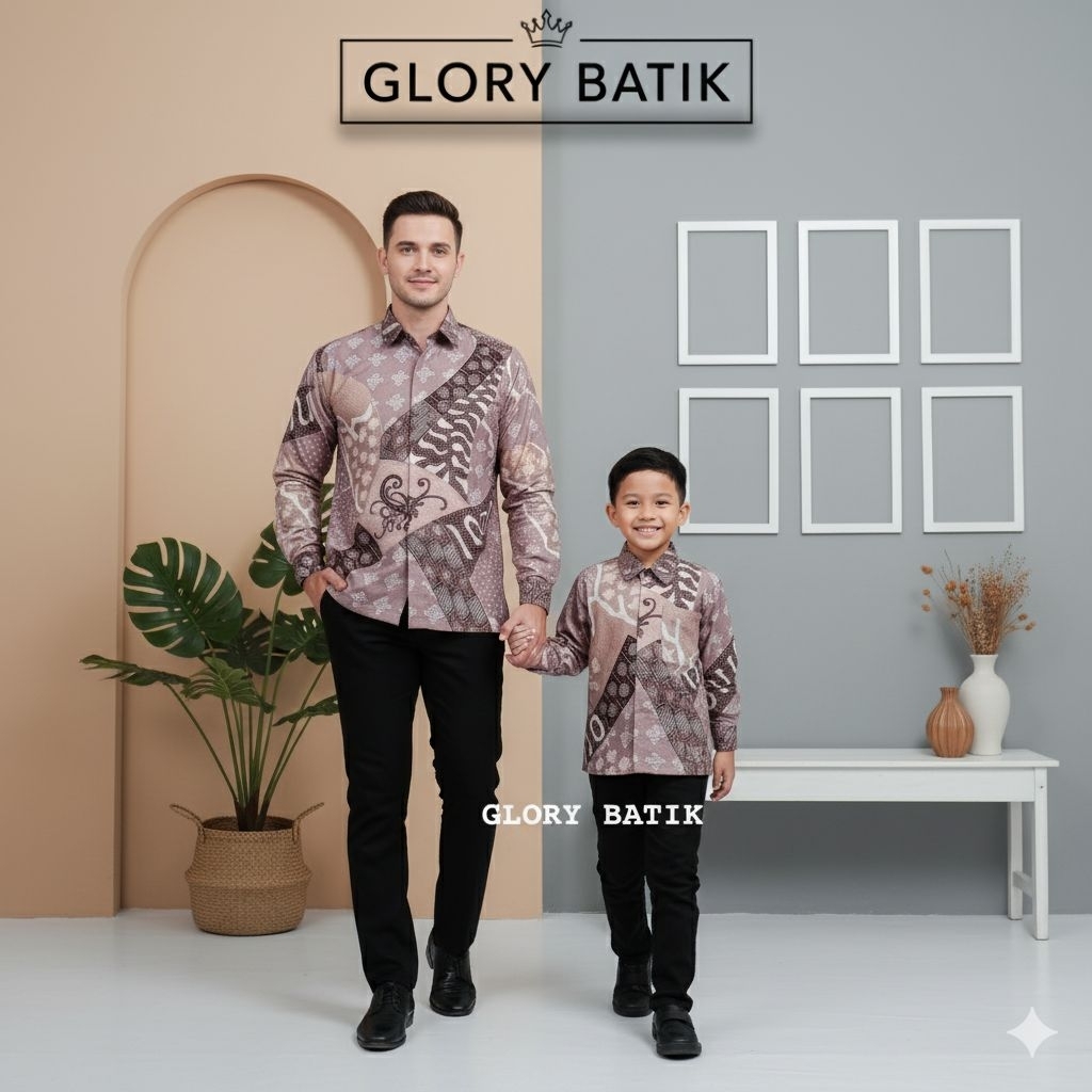 Batik Couple Ayah Anak Bahan Katun Solo Premium | Kemeja Batik Bapak Anak laki laki | Atasan Batik K