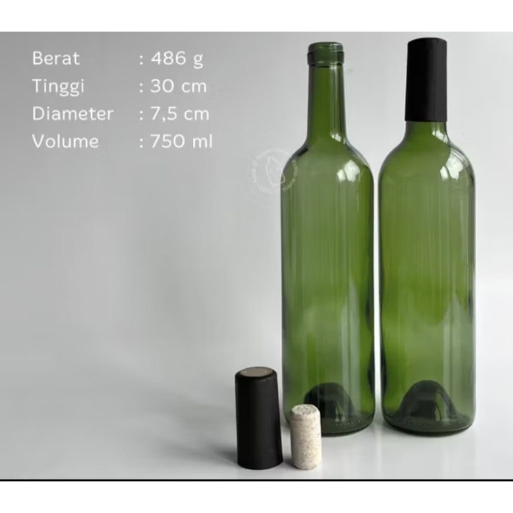 Botol kaca wine wooden cork + sleeves - BOTOL BARU - Wine Glass bottle