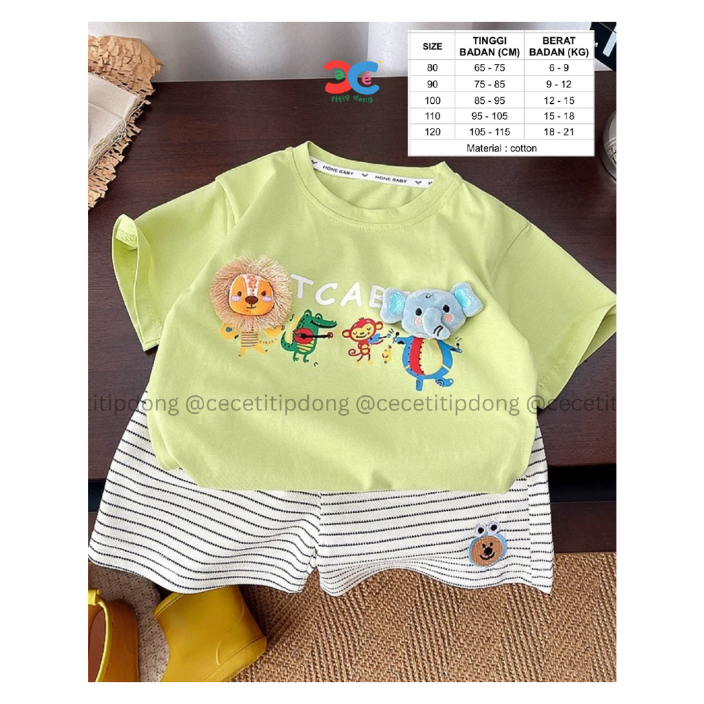 SET KAOS ANAK LUCU / SET KAOS SANTAI ANAK DENGAN GAMBAR TIMBUL / KAOS ANAK
