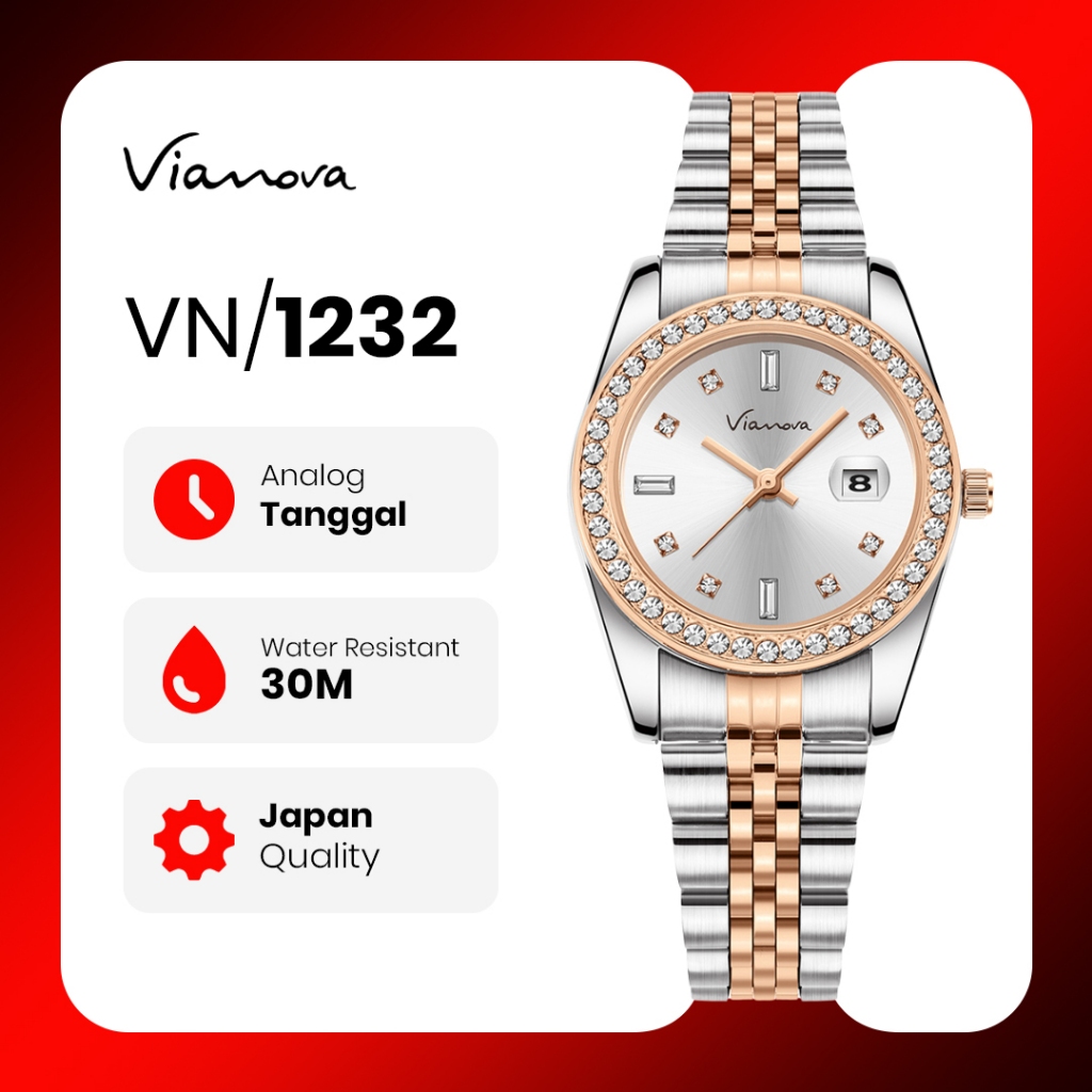 VIANOVA - Jam Tangan Wanita Kecil Original Anti Air 1232 Standard Jepang Jam Tangan Cewek