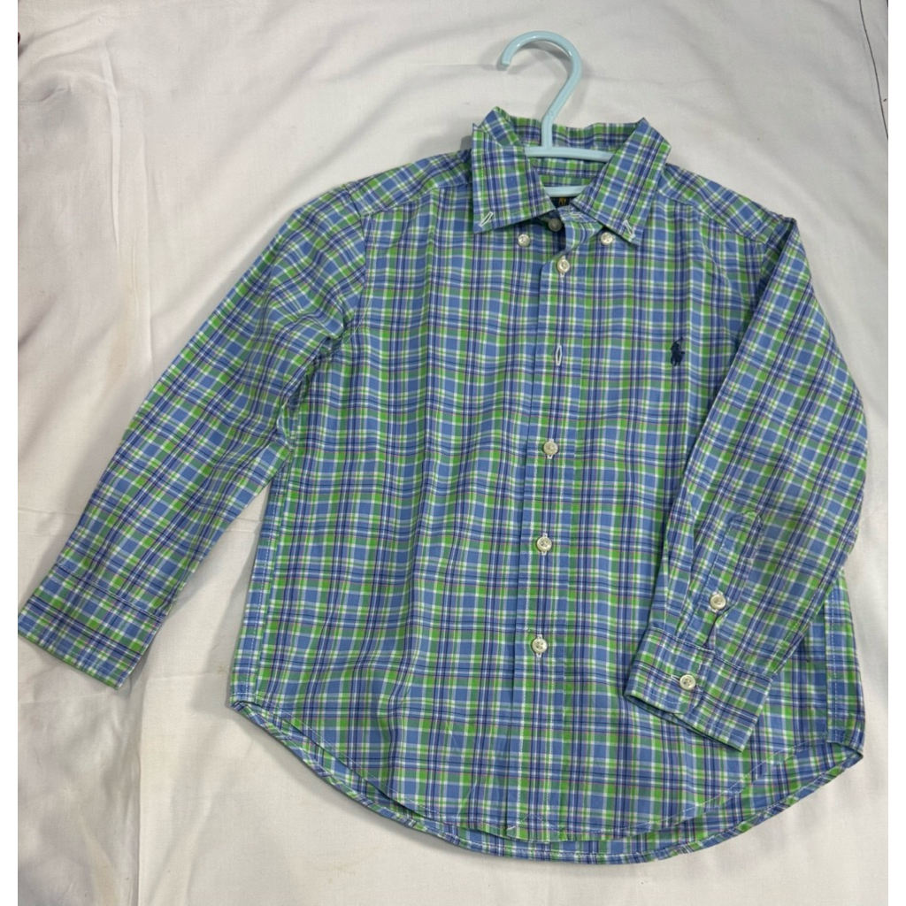 Kemeja Anak Ralph Lauren Size M Plaid Biru Hijau Putih - Preloved