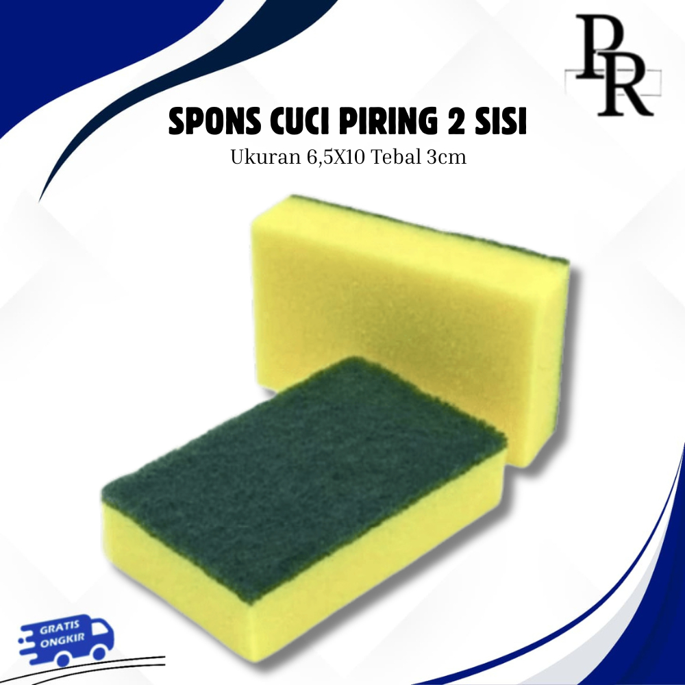 SPONS CUCI PIRING 2 SISI KASAR HALUS / SPONS BUSA PEMBERSIH / SIKAT BUSA CUCI PIRING HIJAU KUNING