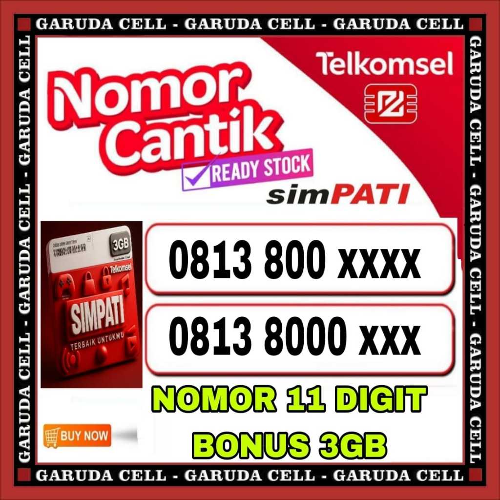 Nomor Cantik 11 Digit simpati 5G kartu prabayar telkomsel seri 0813 8000