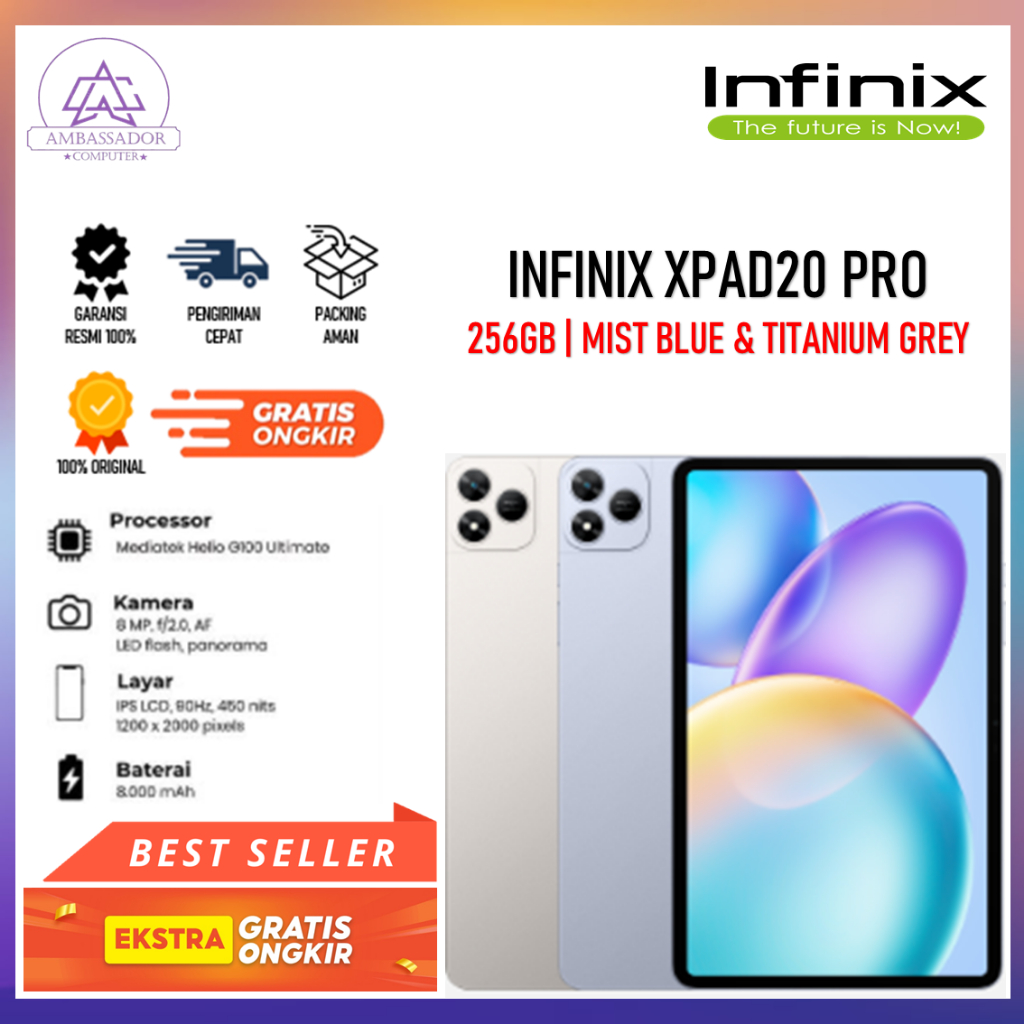 Infinix XPAD 20 Pro 8/128GB - Mediatek G100 Ultimate - 12" 2K 90Hz - 8000 mAh - 4G LTE