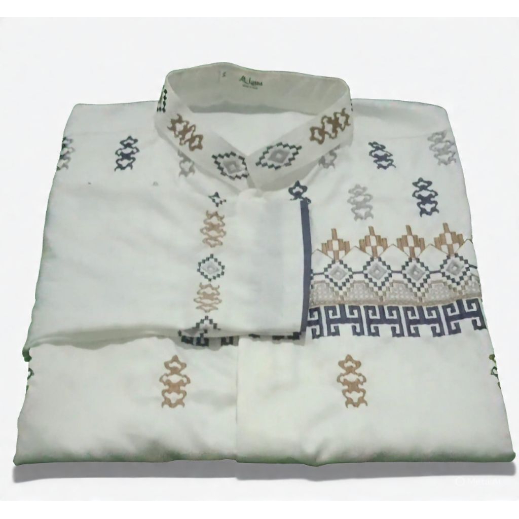 baju Koko Dewasa Warna BW Lapian panjang aplikasi Bordir Terlaris.
