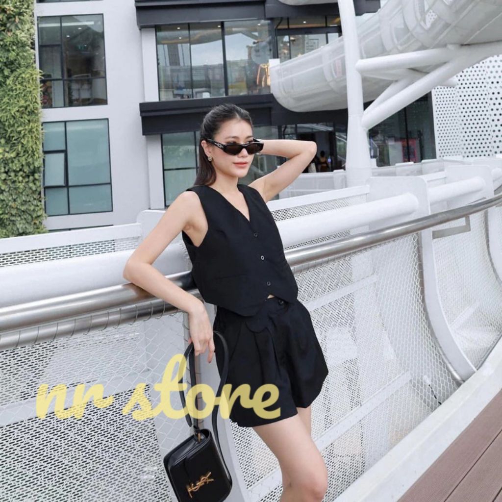 setelan one set wanita rompi dan celana pendek bahan cotton