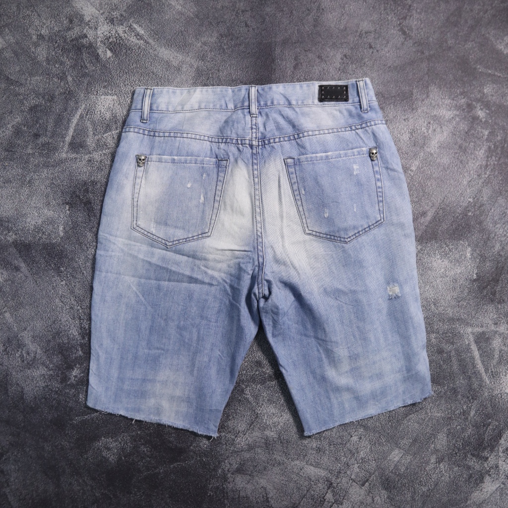 CELANA PENDEK PHILIPP PLEIN RIPPED JEANS SHORT PANTS SP28 SIZE 32 ORIGINAL PRELOVED